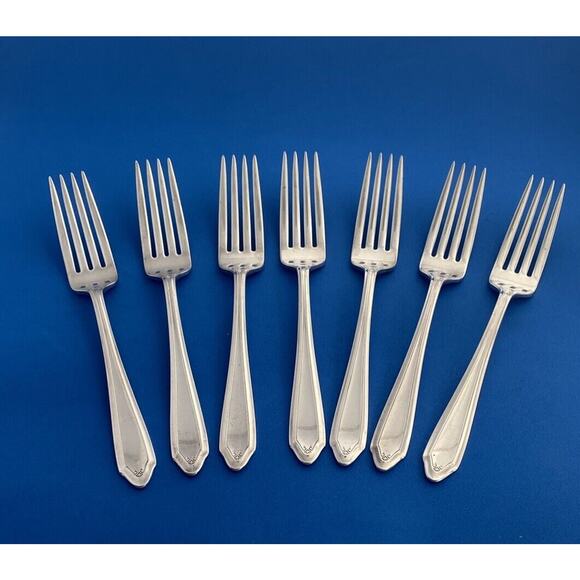 National Silver Company AA 7 1/2” Dinner Forks Flatware Set of 7 Vintage - Picture 1 of 15